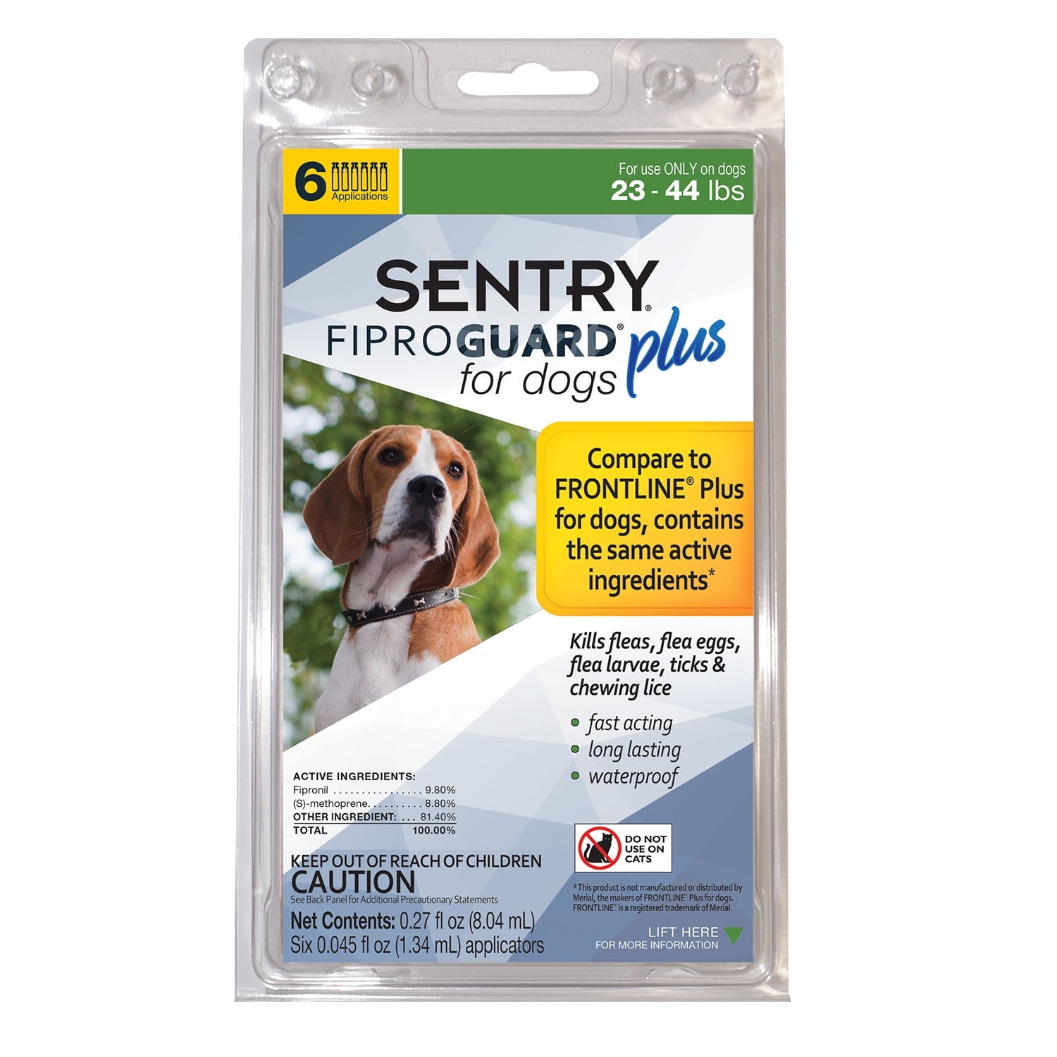 Sentry Fiproguard Plus Flea and Tick Squeeze-on for Dogs, 23-44 Pounds, 6 Count