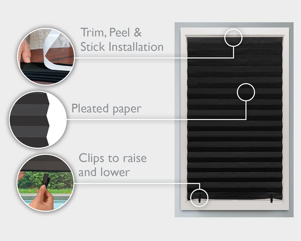 Redi Shade No Tools Blackout Paper Pleated Shade – 36 × 72 in, Black, 6 Pack – image 2