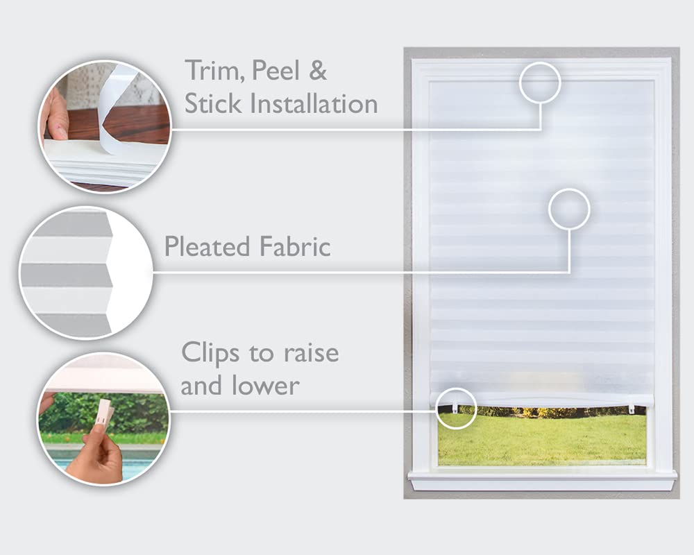 Redi Shade No Tools Light Filtering Fabric Pleated Shade – 36 × 72 in, White, 1 Pack – image 2