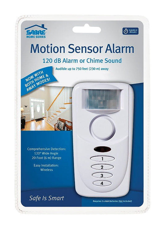 Sabre Motion Alarm with Keypad - 120dB, White, Model# HS-MSA