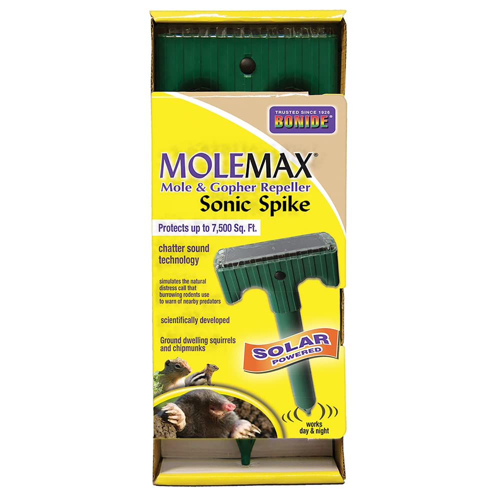 Bonide (BND61121) - Molemax Sonic Spike Repeller, Solar Powered Mole and Gopher Repellent