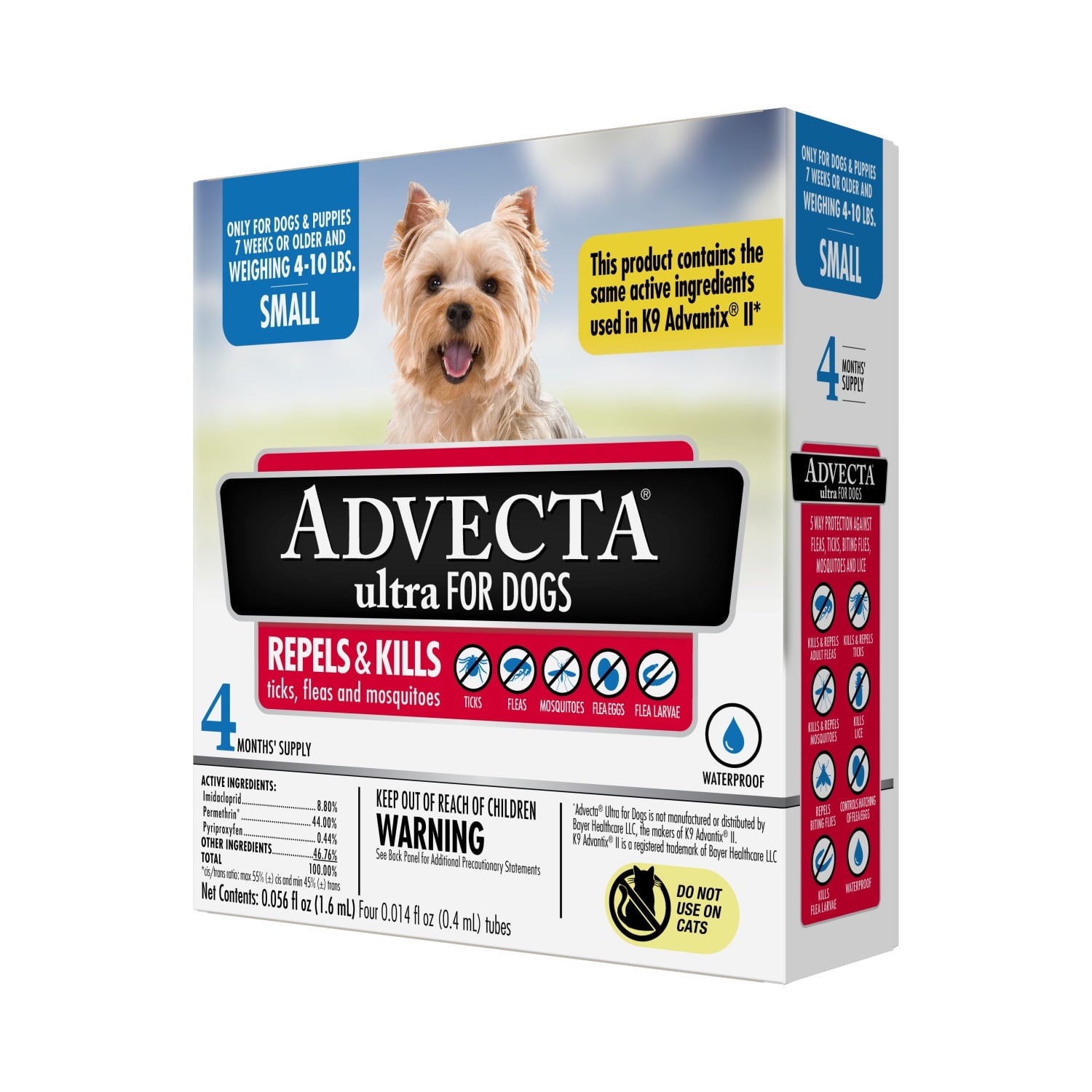 ADVECTA Ultra Flea and Tick Protection for Small Dogs , Long-Lasting and Fast-Acting Topical Dog Flea Prevention, 4 Count