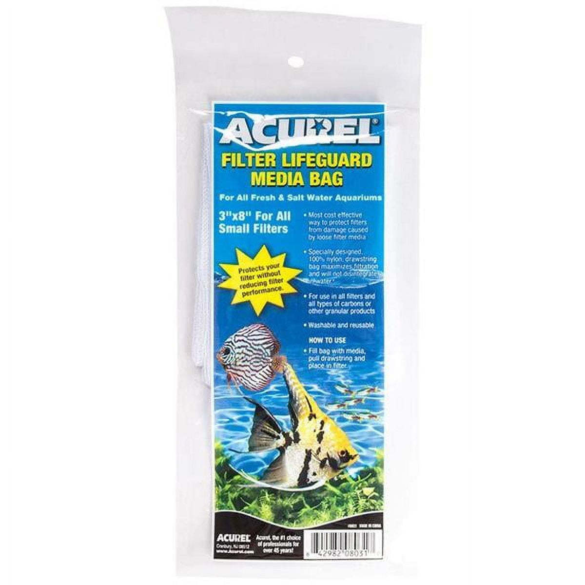 Acurel Lifeguard Filter Media Bag with Drawstring – 8 × 3 in