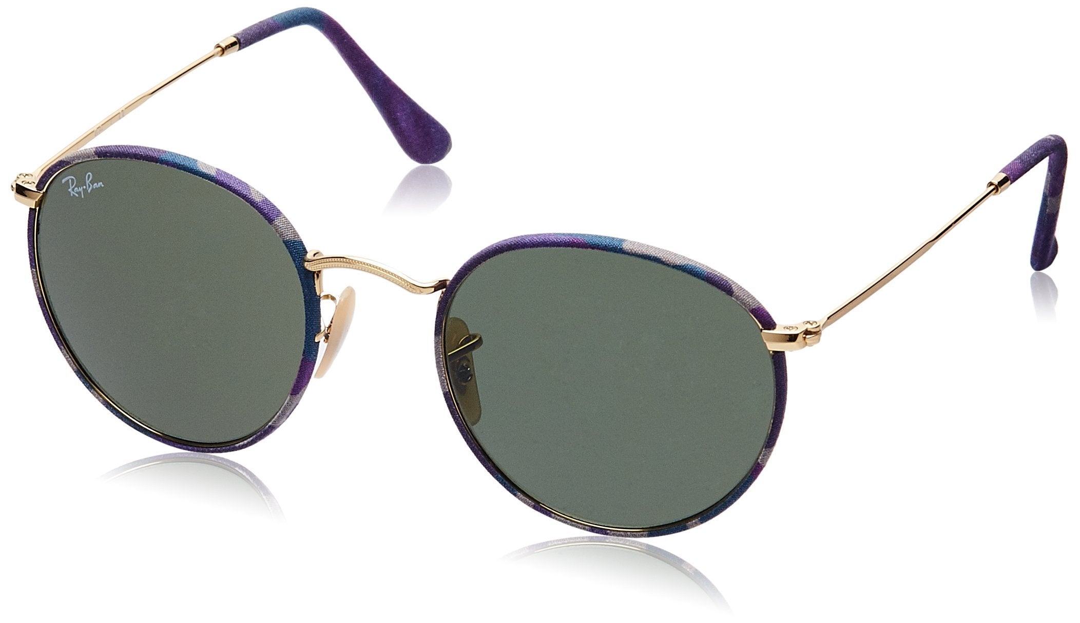 Ray-Ban RB3447JM Metal Square Sunglasses, Camouflage Violet & Blue/Green, 50 mm