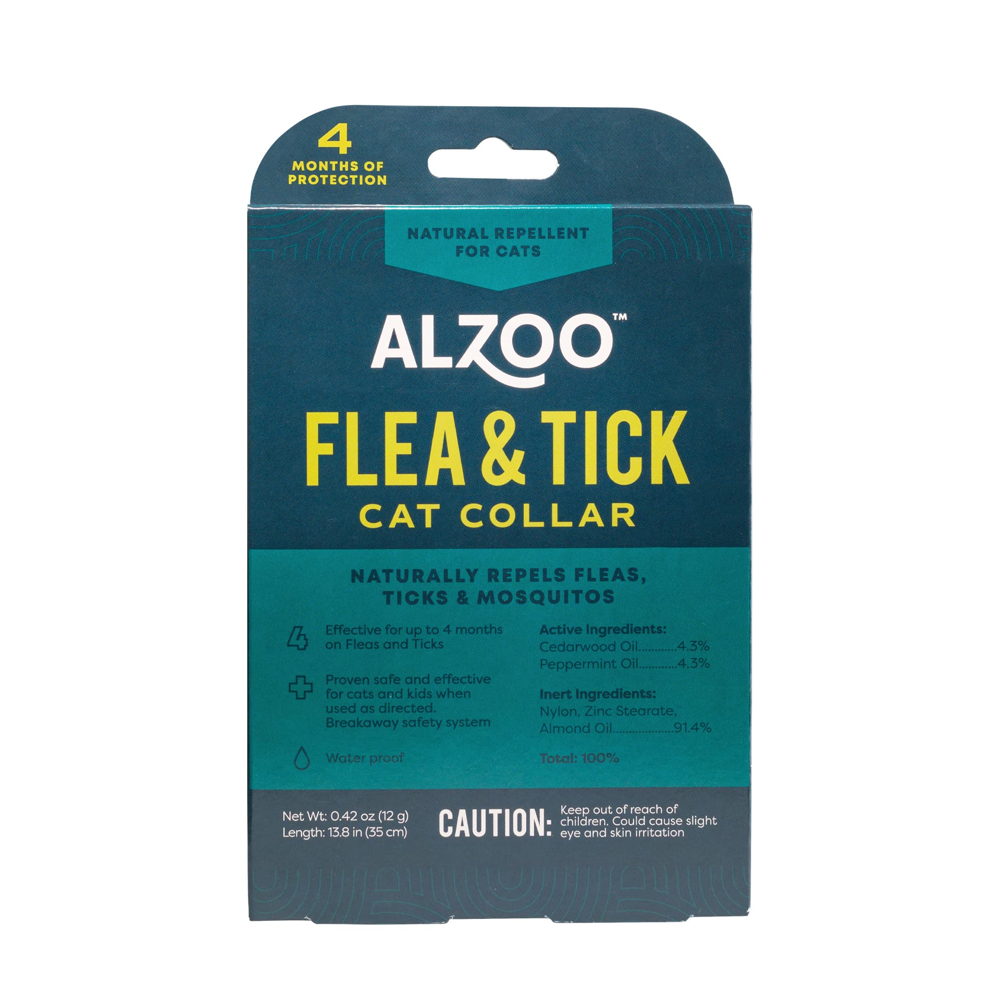 ALZOO Flea & Tick Cat Collar, Helps Repel Fleas, Ticks & Mosquitoes, 100% Plant-Based Active Ingredients, Phthalates and PVC Free