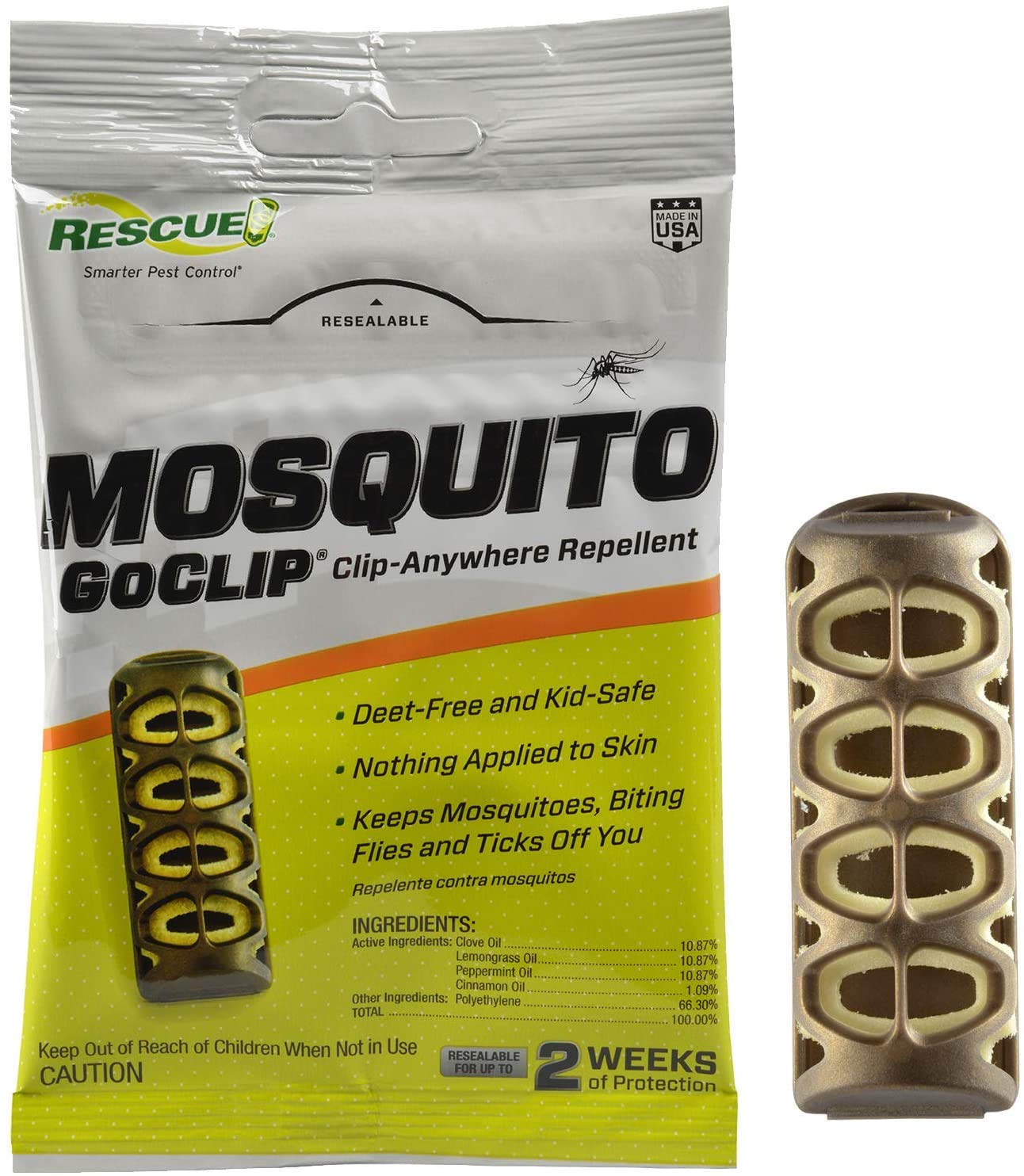 Rescue! Mosquito GoClip Repellent - Wearable Mosquito Repellent Clip