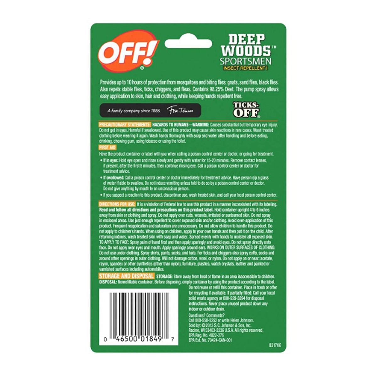 OFF! Deep Woods Sportsmen Insect Repellent – 1 oz – image 2