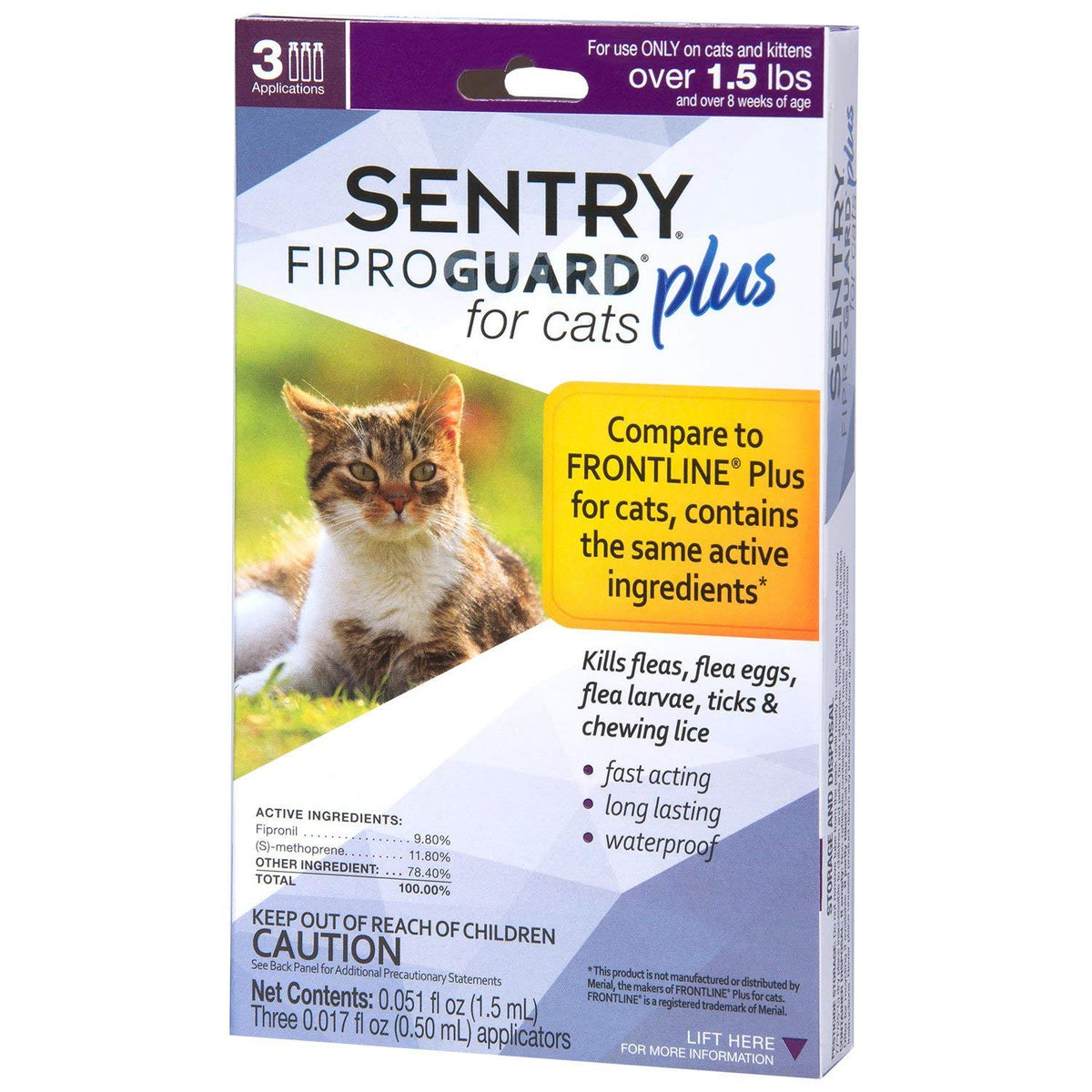 SENTRY Fiproguard Plus for Cats – 1.5 lb and Over, 3 Month Supply – image 2