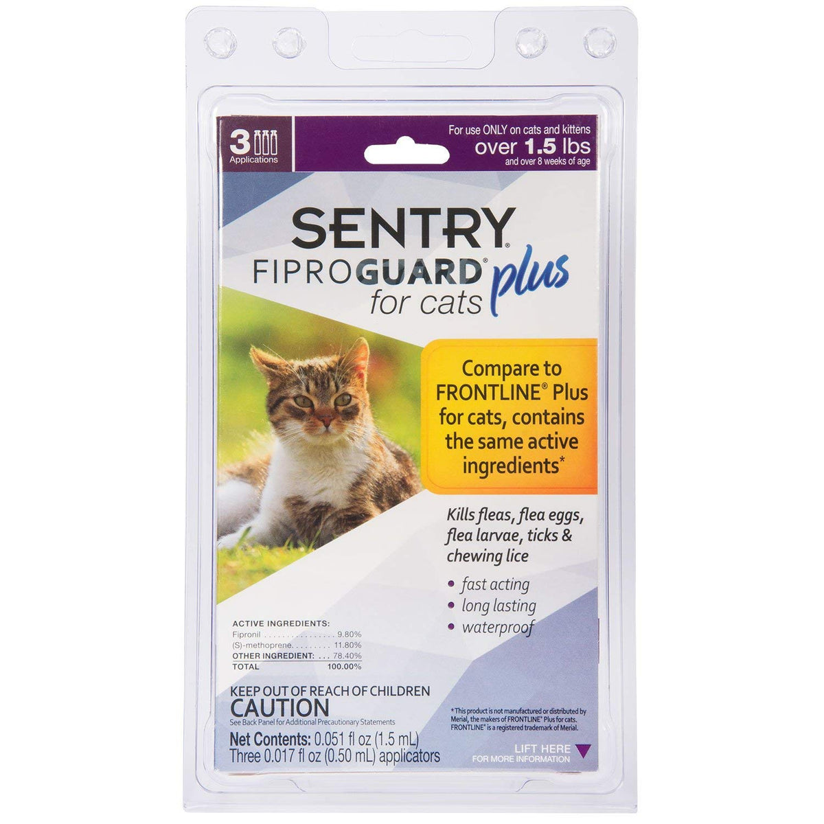 SENTRY Fiproguard Plus for Cats – 1.5 lb and Over, 3 Month Supply – image 4