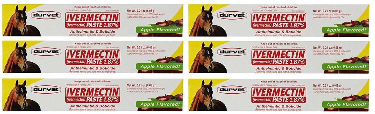 Durvet Ivermectin Paste Dewormer for Horses – Apple, 6 Pack