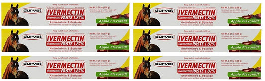 Ivermectin Paste Dewormer - 6.08g dose @ 1.87% Apple Flavor (6-Pack)