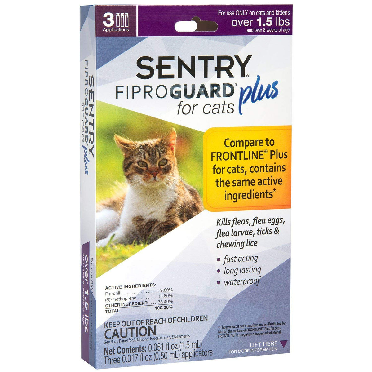 SENTRY Fiproguard Plus for Cats – 1.5 lb and Over, 3 Month Supply – image 3
