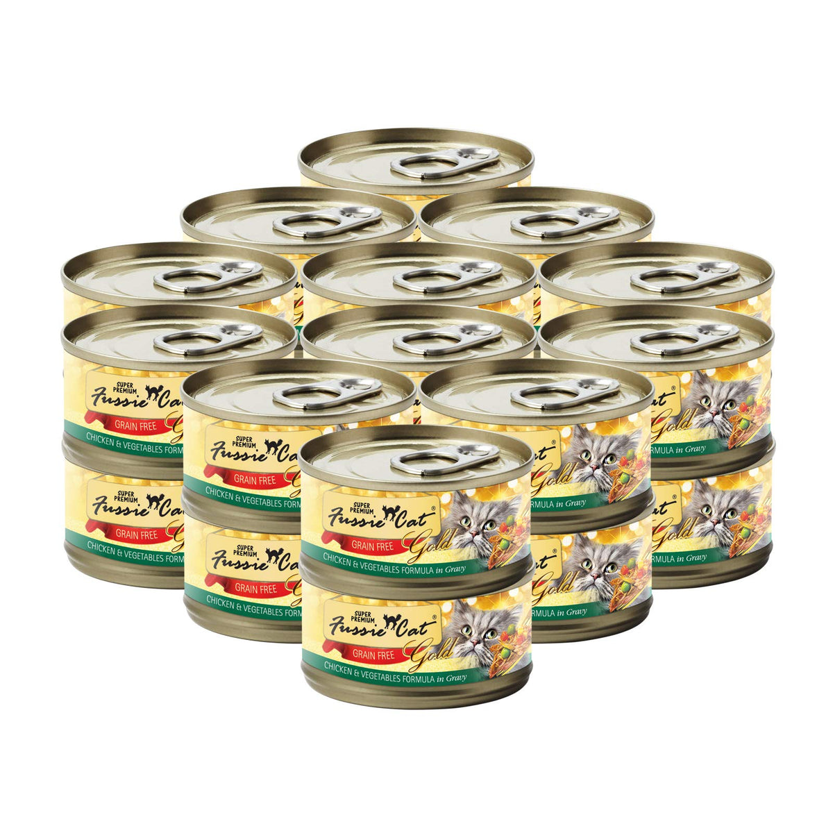 Fussie Cat Chicken & Vegetables in Gravy Wet Cat Food – 2.82 oz, Case of 24