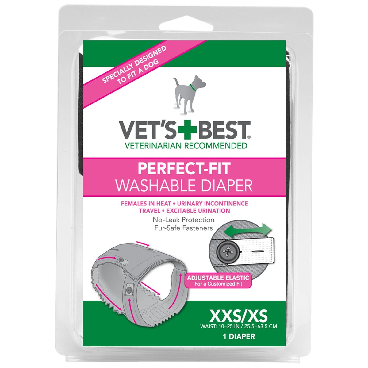 Vet's Best Washable Female Dog Diaper – XXS/XS