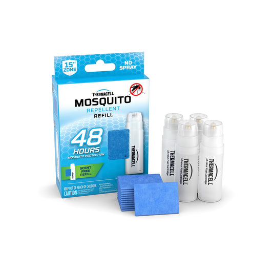 Thermacell Mosquito Repellent Refills, 48-Hour Pack; Contains 12 Repellent Mats, 4 Fuel Cartridges; Compatible with Any Fuel-Powered Thermacell Product; No Spray, Scent, Mess