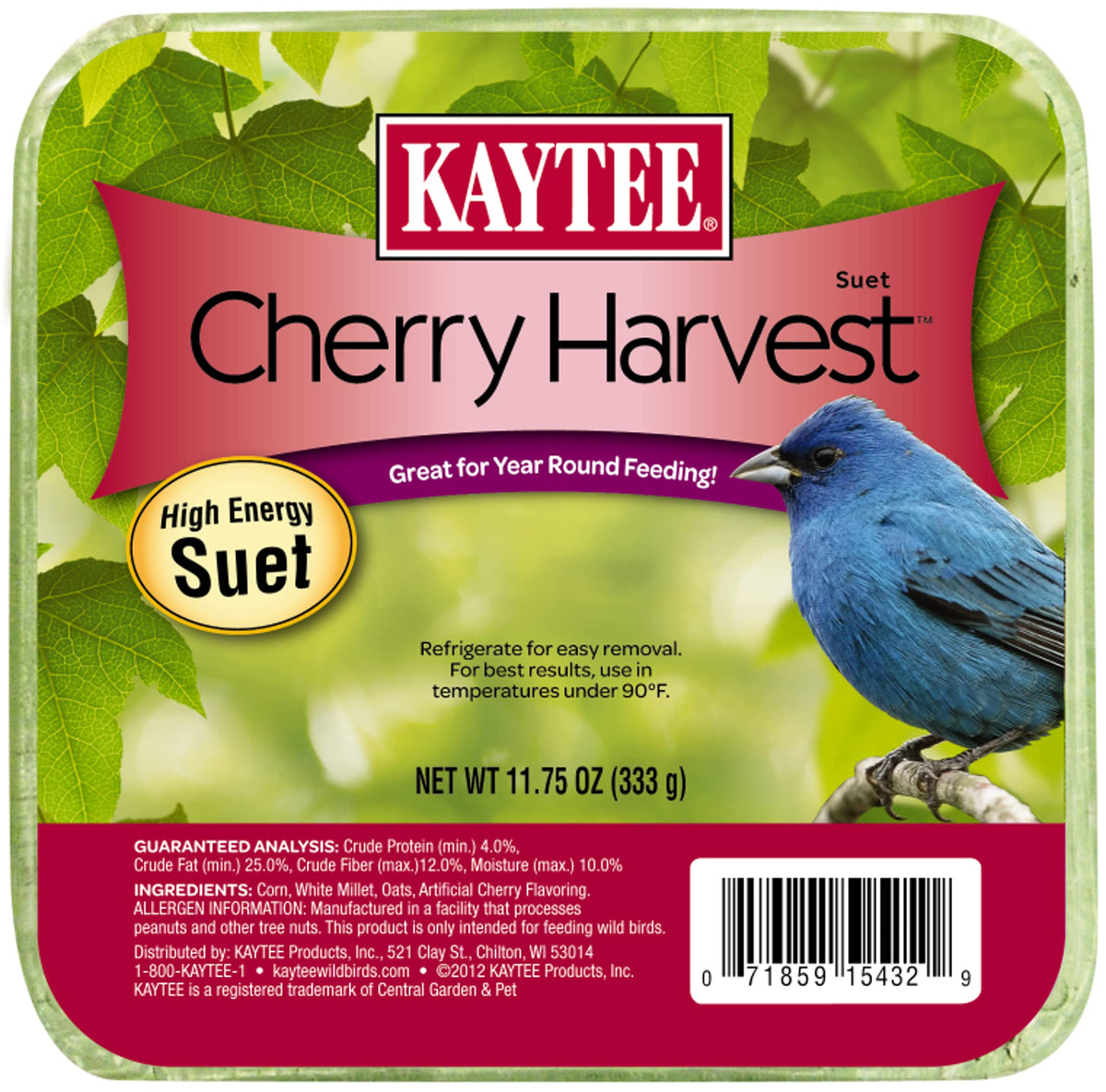 Kaytee Wild Bird Mini Cherry Harvest Suet Cake – 11.75 oz
