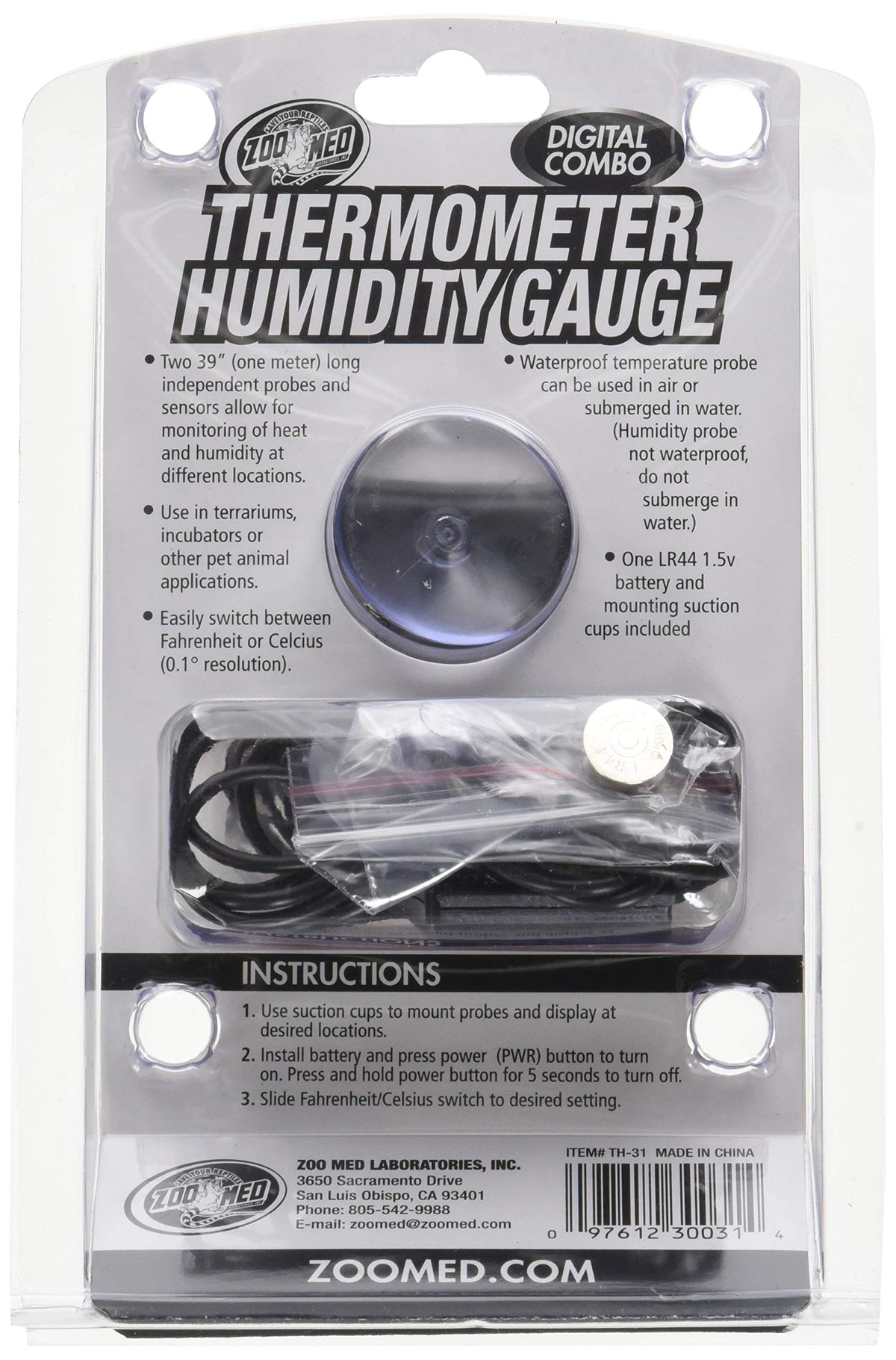 Zoo Med Digital Thermometer & Humidity Gauge (TH-31) – image 2