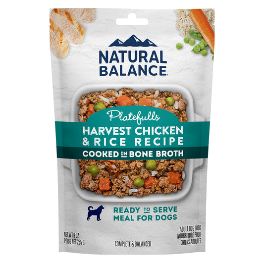 Natural Balance Platefulls Homestyle Harvest Chicken & Rice | Adult Grain-Free Wet Dog Food | 9-oz (Pack of 12)