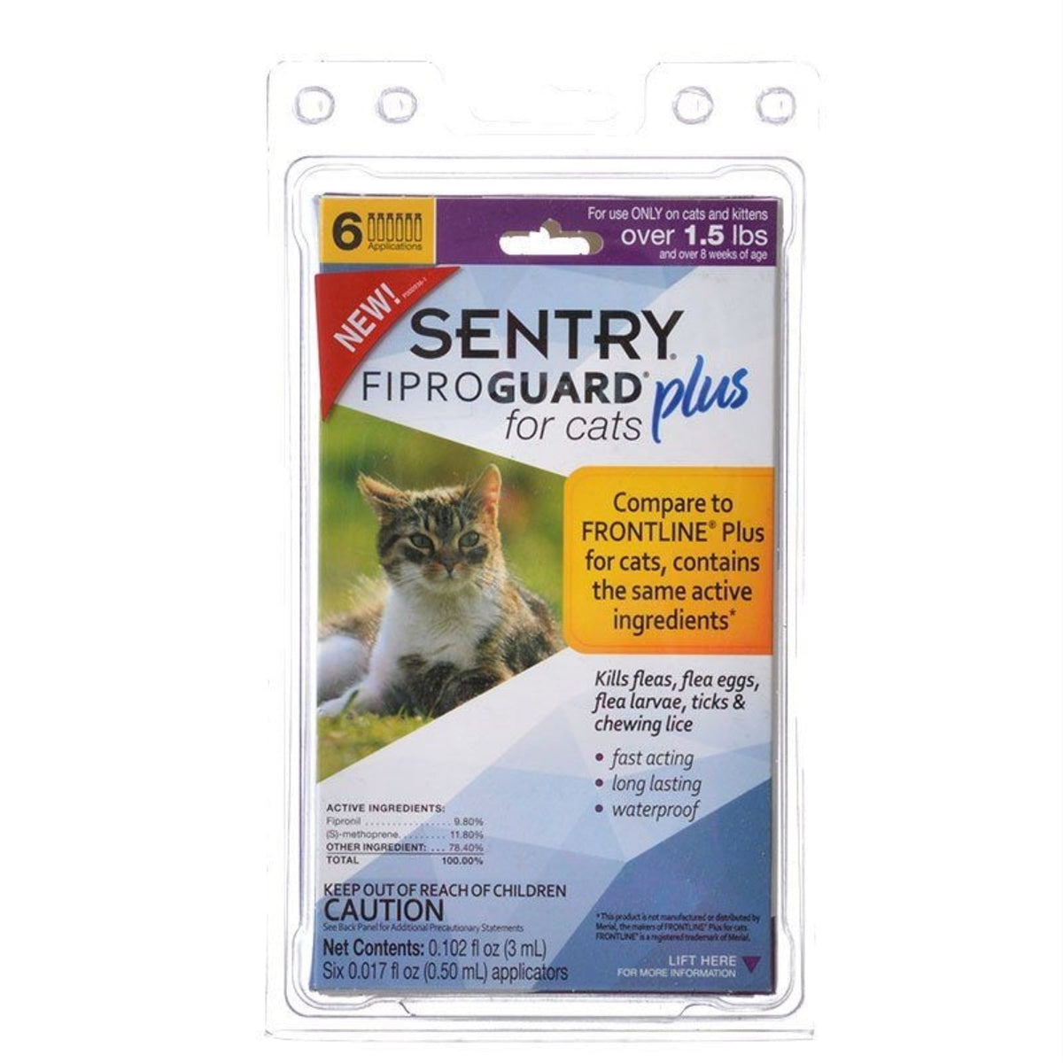 SENTRY Fiproguard Plus for Cats & Kittens – Over 1.5 lb, 6 Month Supply