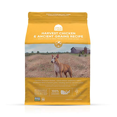 Open Farm Harvest Chicken & Ancient Grains Dry Dog Food, Humanely Raised Chicken Recipe with Wholesome Grains and No Artificial Flavors or Preservatives, 4 lbs