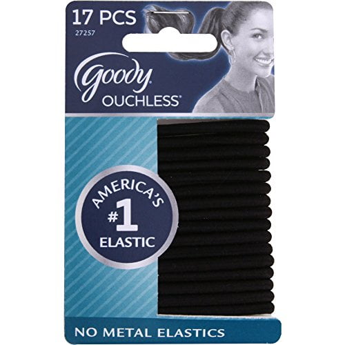 Goody Ouchless Hair Elastics – Black, 17 Count