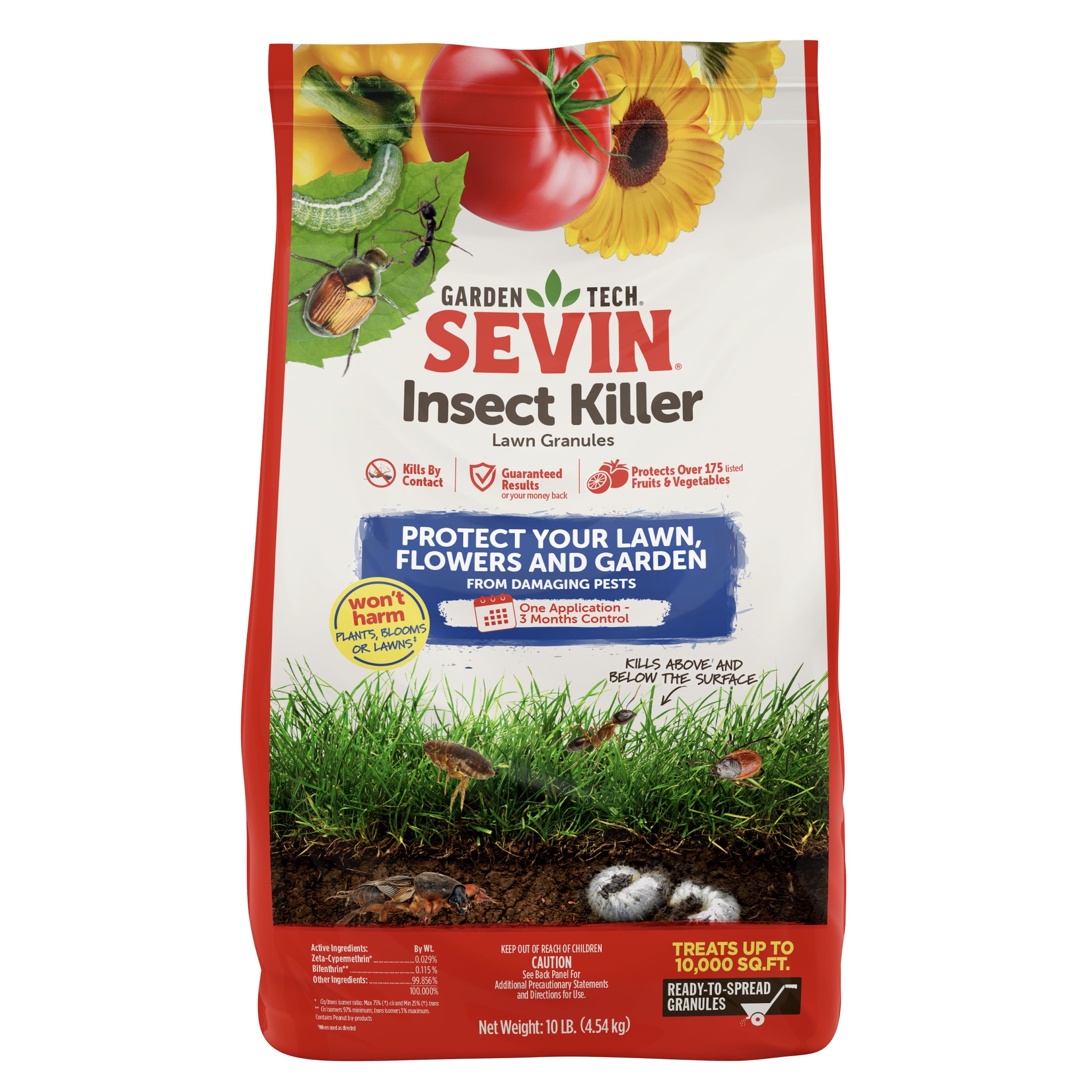 Sevin Insect Killer Outdoor Lawn Granules, 10 lb Bag Treats up to 10,000 Sq. ft.