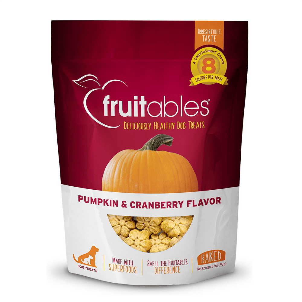 Fruitables Baked Dog Treats – Pumpkin Treats for Dogs – Healthy Low Calorie Treats – Free of Wheat, Corn and Soy – Pumpkin and Cranberry – 7 Ounces